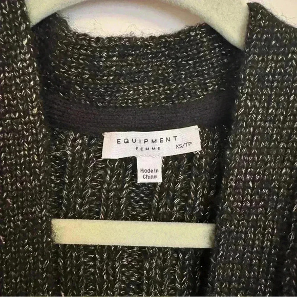 2/40 Equipment Femme Black and Gold Wool and Alpaca Blend Cardigan - Women’s XS - Picture 5 of 9